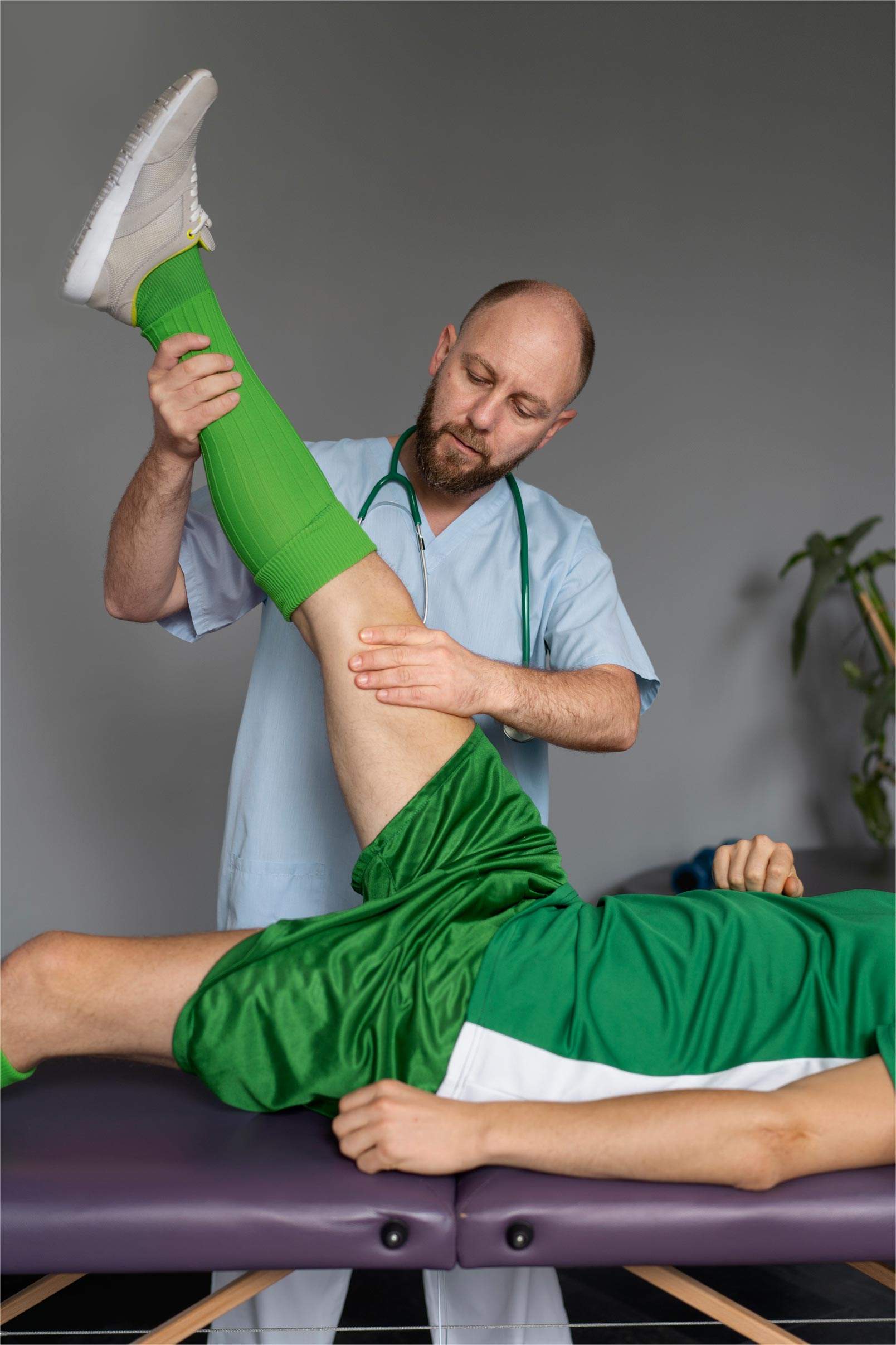 side view athlete doing physiotherapay